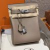Hermès Hac a Dos PM Backpack Handmade In Togo Calfskin Leather Silver Hardware 81 Gris Tourtlle