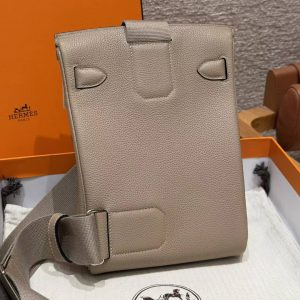 Alternative view of Hermès Hac a Dos PM Backpack Handmade In Togo Calfskin Leather Silver Hardware 81 Gris Tourtlle