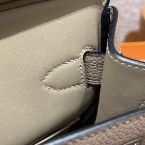 Hermès Hac a Dos PM Backpack Handmade In Togo Calfskin Leather Silver Hardware 81 Gris Tourtlle - Image 7