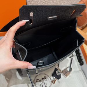 Hermès Hac a Dos PM Backpack Handmade In Togo Calfskin Leather Silver Hardware 89 Noir - Image 13