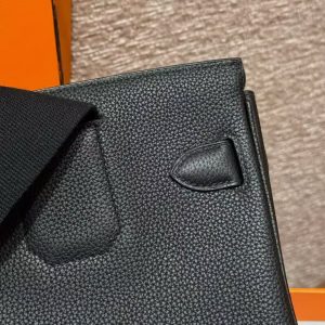 Hermès Hac a Dos PM Backpack Handmade In Togo Calfskin Leather Silver Hardware 89 Noir - Image 7