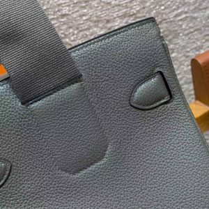 Hermès Hac a Dos PM Backpack Handmade In Togo Calfskin Leather Silver Hardware 8F Gris Etain - Image 15