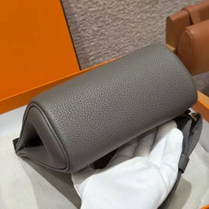 Hermès Hac a Dos PM Backpack Handmade In Togo Calfskin Leather Silver Hardware 8F Gris Etain - Image 13