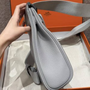 Hermès Hac a Dos PM Backpack Handmade In Togo Calfskin Leather Silver Hardware 8U Blue Glacier - Image 14