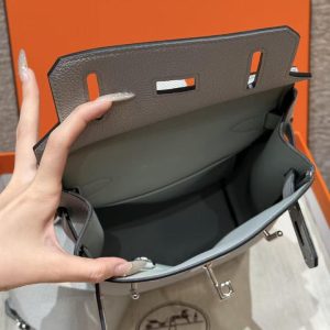 Hermès Hac a Dos PM Backpack Handmade In Togo Calfskin Leather Silver Hardware 8U Blue Glacier - Image 12