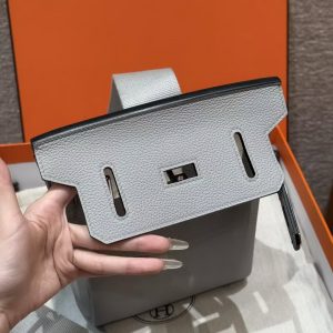 Hermès Hac a Dos PM Backpack Handmade In Togo Calfskin Leather Silver Hardware 8U Blue Glacier - Image 8