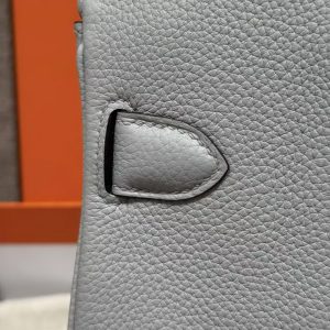 Hermès Hac a Dos PM Backpack Handmade In Togo Calfskin Leather Silver Hardware 8U Blue Glacier - Image 7