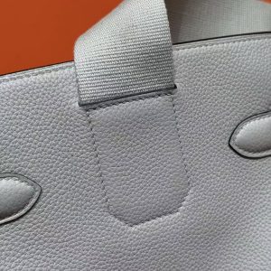 Hermès Hac a Dos PM Backpack Handmade In Togo Calfskin Leather Silver Hardware 8U Blue Glacier - Image 6