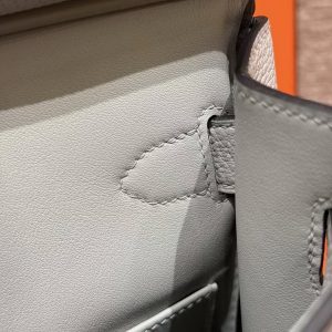 Hermès Hac a Dos PM Backpack Handmade In Togo Calfskin Leather Silver Hardware 8U Blue Glacier - Image 3