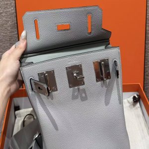 Alternative view of Hermès Hac a Dos PM Backpack Handmade In Togo Calfskin Leather Silver Hardware 8U Blue Glacier
