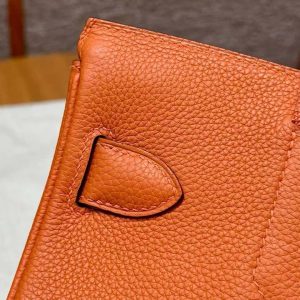 Hermès Hac a Dos PM Backpack Handmade In Togo Calfskin Leather Silver Hardware 93 Orange - Image 8