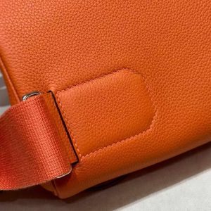 Hermès Hac a Dos PM Backpack Handmade In Togo Calfskin Leather Silver Hardware 93 Orange - Image 7