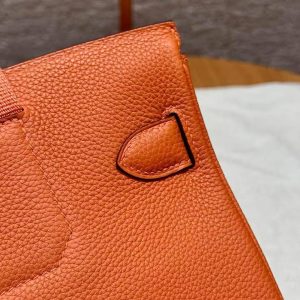 Hermès Hac a Dos PM Backpack Handmade In Togo Calfskin Leather Silver Hardware 93 Orange - Image 4