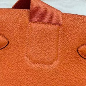 Hermès Hac a Dos PM Backpack Handmade In Togo Calfskin Leather Silver Hardware 93 Orange - Image 3