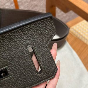 Hermès Hac a Dos PM Backpack Handmade In Togo Calfskin Leather Silver Hardware C6 Vert Gris - Image 10