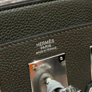 Hermès Hac a Dos PM Backpack Handmade In Togo Calfskin Leather Silver Hardware C6 Vert Gris - Image 8
