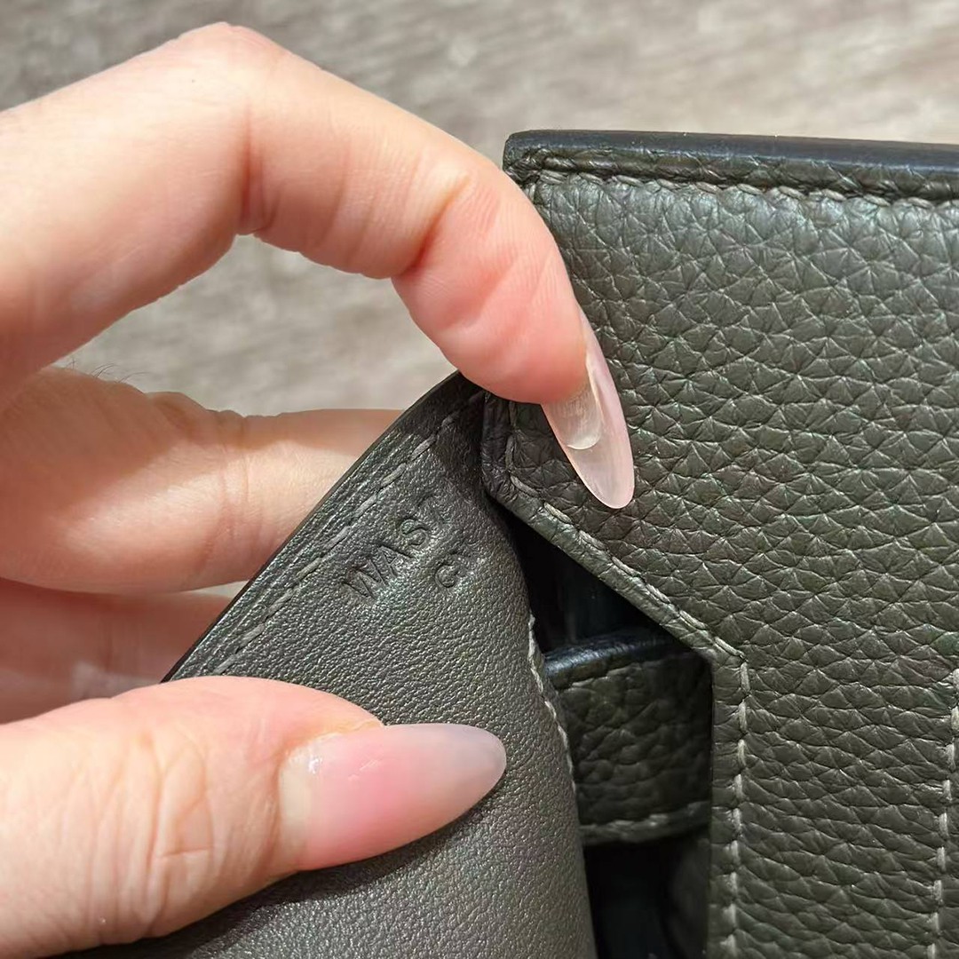 Hermès Hac a Dos PM Backpack Handmade In Togo Calfskin Leather Silver Hardware C6 Vert Gris - Image 3