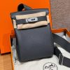 Hermès Hac a Dos PM Backpack Handmade In Togo Calfskin Leather Silver Hardware H0 Gris Misty