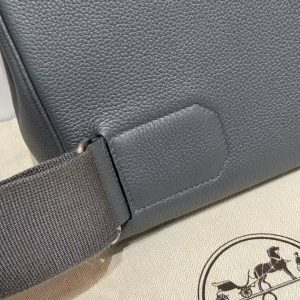 Hermès Hac a Dos PM Backpack Handmade In Togo Calfskin Leather Silver Hardware H0 Gris Misty - Image 13