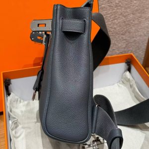 Hermès Hac a Dos PM Backpack Handmade In Togo Calfskin Leather Silver Hardware H0 Gris Misty - Image 10