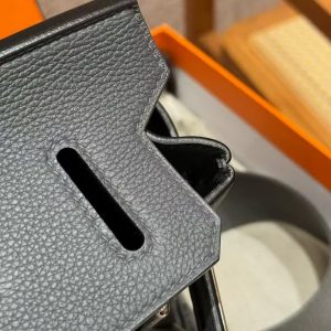 Hermès Hac a Dos PM Backpack Handmade In Togo Calfskin Leather Silver Hardware H0 Gris Misty - Image 7