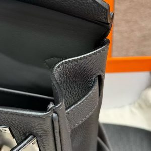 Hermès Hac a Dos PM Backpack Handmade In Togo Calfskin Leather Silver Hardware H0 Gris Misty - Image 6