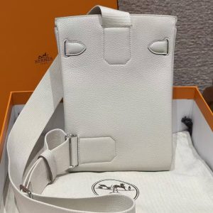 Alternative view of Hermès Hac a Dos PM Backpack Handmade In Togo Calfskin Leather Silver Hardware M4 Gris Pale