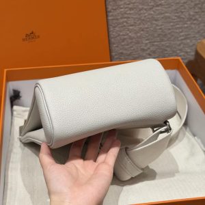Hermès Hac a Dos PM Backpack Handmade In Togo Calfskin Leather Silver Hardware M4 Gris Pale - Image 12