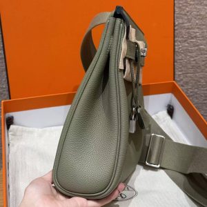 Hermès Hac a Dos PM Backpack Handmade In Togo Calfskin Leather Silver Hardware Q1 Sauge - Image 17
