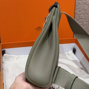 Hermès Hac a Dos PM Backpack Handmade In Togo Calfskin Leather Silver Hardware Q1 Sauge - Image 16