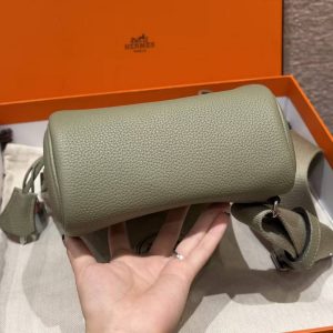Hermès Hac a Dos PM Backpack Handmade In Togo Calfskin Leather Silver Hardware Q1 Sauge - Image 15