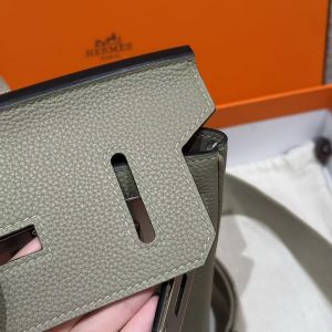 Hermès Hac a Dos PM Backpack Handmade In Togo Calfskin Leather Silver Hardware Q1 Sauge - Image 9