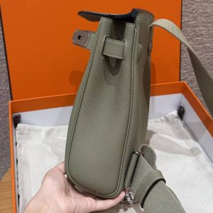Hermès Hac a Dos PM Backpack Handmade In Togo Calfskin Leather Silver Hardware Q1 Sauge - Image 8