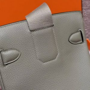 Hermès Hac a Dos PM Backpack Handmade In Togo Calfskin Leather Silver Hardware Q1 Sauge - Image 3