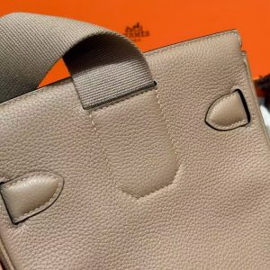 Hermès Hac a Dos PM Backpack Handmade In Togo Calfskin Leather Silver Hardware S2 Trench - Image 10