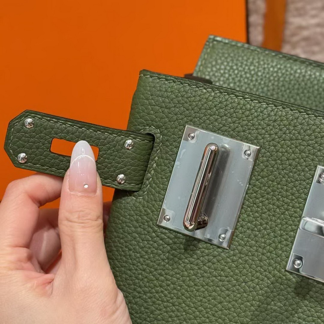 Hermès Hac a Dos PM Backpack Handmade In Togo Calfskin Leather Silver Hardware V6 Canope - Image 8