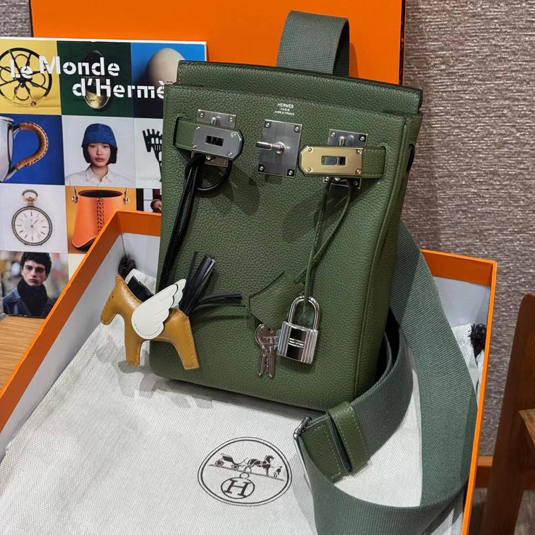 Hermès Hac a Dos PM Backpack Handmade In Togo Calfskin Leather Silver Hardware V6 Canope - Image 2