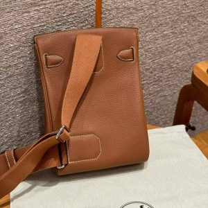 Alternative view of Hermès Hac a Dos PM Backpack Handmade In Togo Calfskin Leather Silver Hardware Ck37 Gold