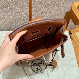 Hermès Hac a Dos PM Backpack Handmade In Togo Calfskin Leather Silver Hardware Ck37 Gold - Image 8