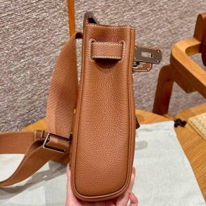 Hermès Hac a Dos PM Backpack Handmade In Togo Calfskin Leather Silver Hardware Ck37 Gold - Image 7