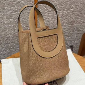 Hermes In the Loop 18 Bag Handmade In Taurillon Clemence Leather Gold Hardware 0M Chai