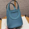 Hermes In the Loop 18 Bag Handmade In Taurillon Clemence Leather Gold Hardware 75 Blue Jean