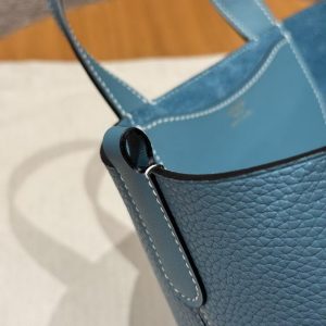 Hermes In the Loop 18 Bag Handmade In Taurillon Clemence Leather Gold Hardware 75 Blue Jean - Image 6
