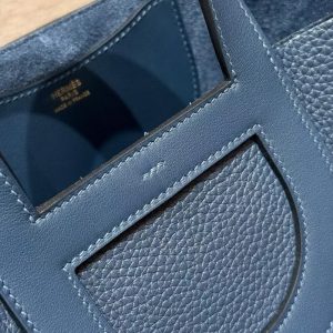 Hermes In the Loop 18 Bag Handmade In Taurillon Clemence Leather Gold Hardware 7P Blue De Presse - Image 8