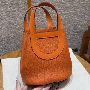 Hermes In the Loop 18 Bag Handmade In Taurillon Clemence Leather Gold Hardware 8V Orange Poppy - Image 2