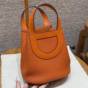 Hermes In the Loop 18 Bag Handmade In Taurillon Clemence Leather Gold Hardware 8V Orange Poppy