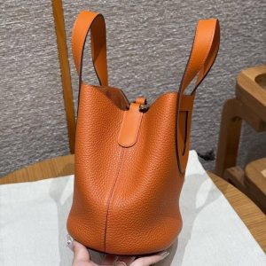 Hermes In the Loop 18 Bag Handmade In Taurillon Clemence Leather Gold Hardware 8V Orange Poppy - Image 18