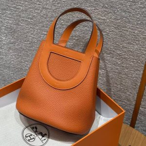 Hermes In the Loop 18 Bag Handmade In Taurillon Clemence Leather Gold Hardware 8V Orange Poppy - Image 11