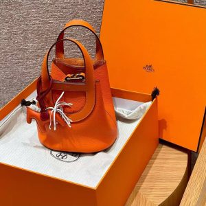 Hermes In the Loop 18 Bag Handmade In Taurillon Clemence Leather Gold Hardware 8v Orange Poppy - Image 7