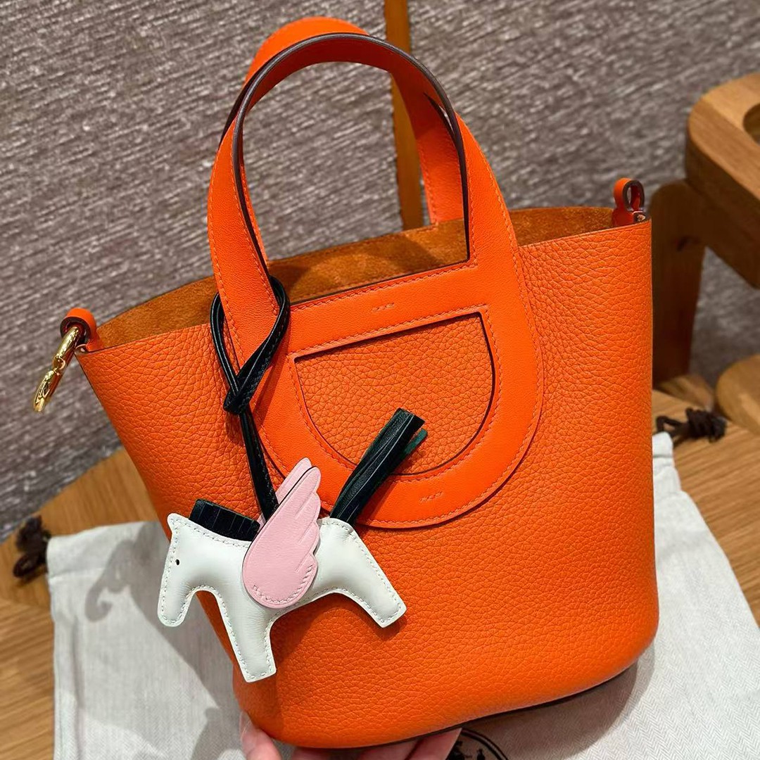 Hermes In the Loop 18 Bag Handmade In Taurillon Clemence Leather Gold Hardware 9J Feu - Image 15